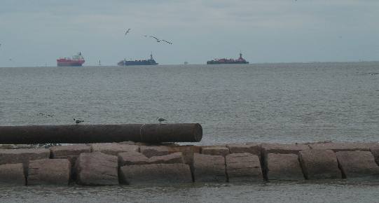 View of Gulf from Port Bolivar ferry terminal