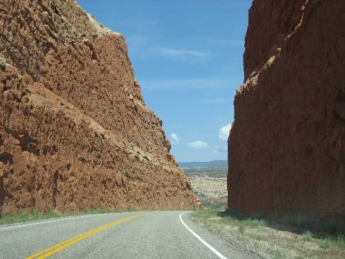 Roadcut through sedimentary rock on Comb Ridge