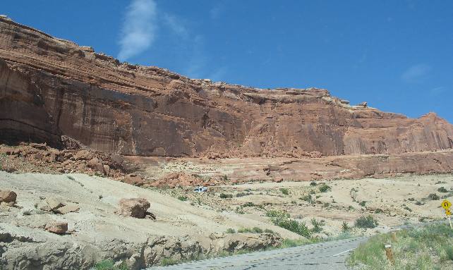 Sandstone canyon wall in Arches National Park