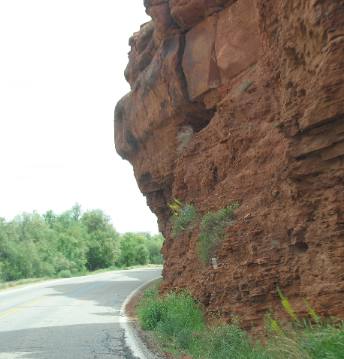 Roadcut along Colorado River east of Moab, Utah