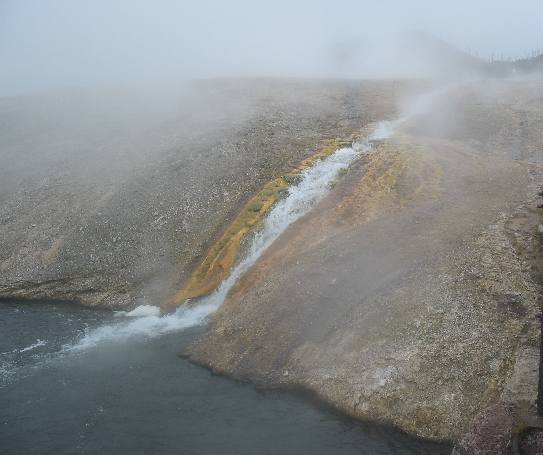 Hot Water from a Hot Spring flowing into Firehole River