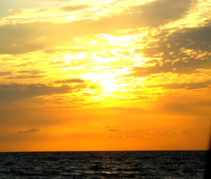 sunset during gulf crossing on 60' yacht Smilin Time