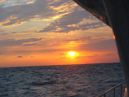 sunset on gulf crossing on 60' yacht Smilin Time