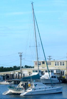 Catamaran near Stock Island boat yard