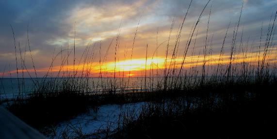 Sunset over the dunes at St Andrews State Park