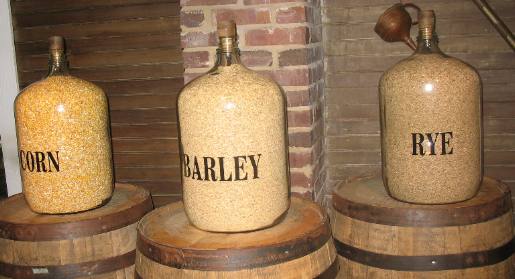 Grain display set up for the Jack Daniel's Distillery Tour