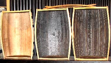 Charred white oak barrel display on the Jack Daniel's Distillery Tour