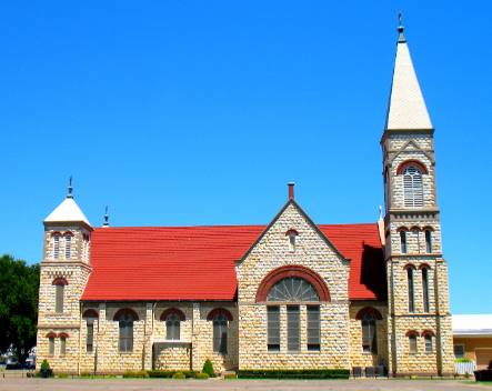 Old limestone Church building in Kansas