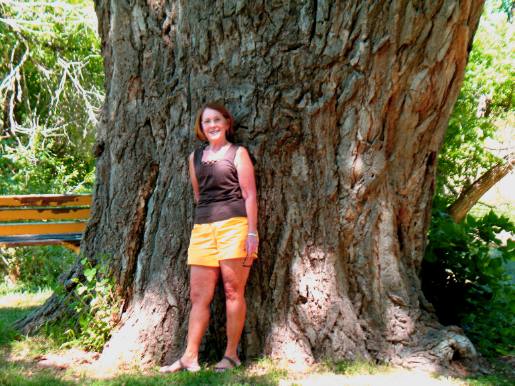 Joyce Hendrix and huge Kansas Cottonwood Tree