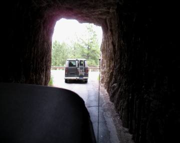 Van exiting Needles Tunnel