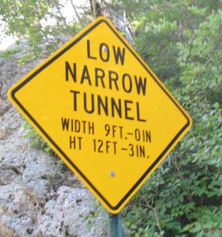 Narrow Tunnel Sign in the Black Hills