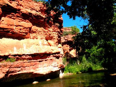 Red sandstone canyon of Ayers Natural Bridge Park