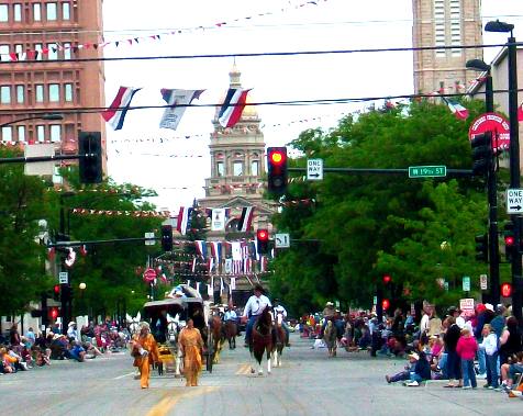 Wyoming Capitol building and Cheyenne Frontier Days Parade in Cheyenne, Wyoming