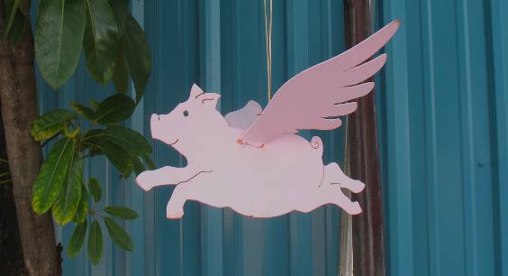 Pig wind ornament at Hogfish Grill on Stock Island near Key West