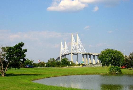 Sidney Lanier Bridge on US-17 spanning the South Brunswick, River in Brunswick, Georgia