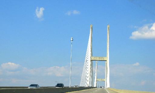 Sidney Lanier Bridge on US-17 spanning the South Brunswick, River in Brunswick, Georgia
