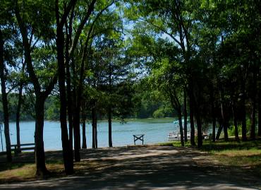 Typical waterfront campsite at Seven Points COE Campground & Park
