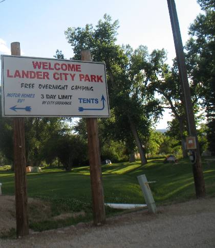 Lander City Park Free Overnight Camping