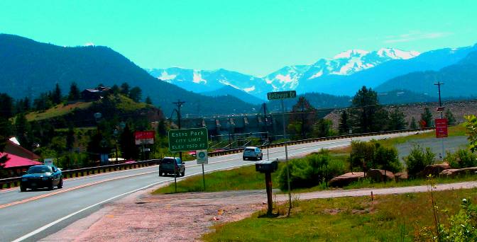 View of Mountains in Rocky Mountain National Park from Estes Park
