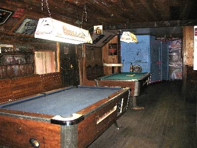 Empty pool room at Little Bear Saloon Evergreen, Colorado