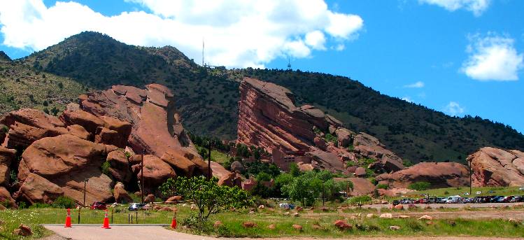 Red Rocks Ampitheatre as viewed from one of the lower south parking lots