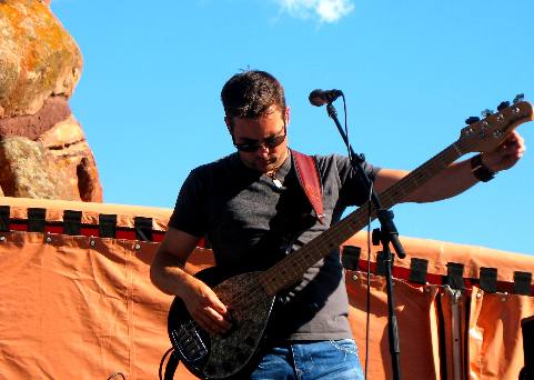 Craig Campbell's bass player on stage at Red Rocks Ampitheatre