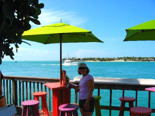 Joyce Hendrix picking a table at Sunset Pier in Key West