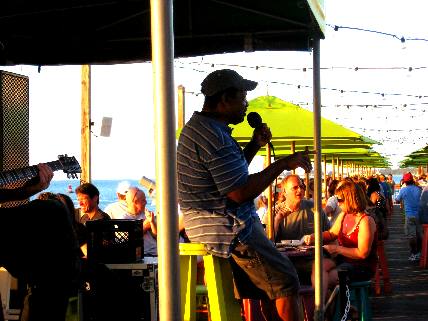 Performing for a full-house at Sunset Pier in Key West