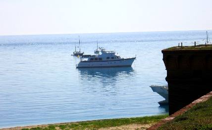 Three private boats visiting Fort Jefferson and Garden Key in the Dry Tortugas