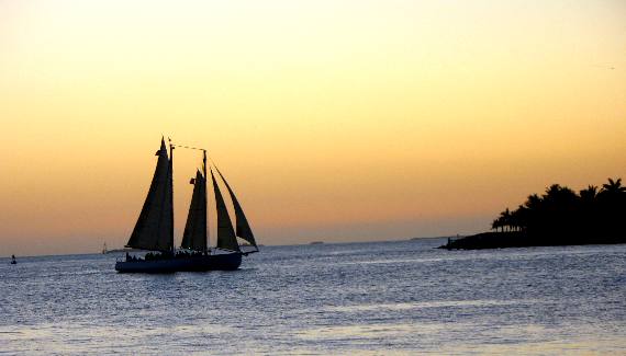Schooner Adirondack III sailing off Key West and Sunset Key