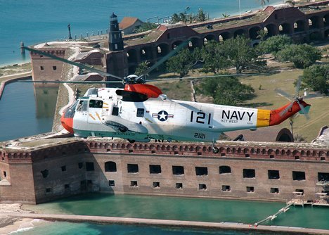 Chuck "Big Daddy" Meier provided me with this picture of a Navy H-3 Sikorsky helicopter from NAS Key West flying over Ft Jefferson in the Dry Tortugas