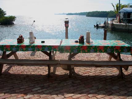Paradise as seen from a table at Smokehouse Restaurant at Geiger Key Marina & RV Park