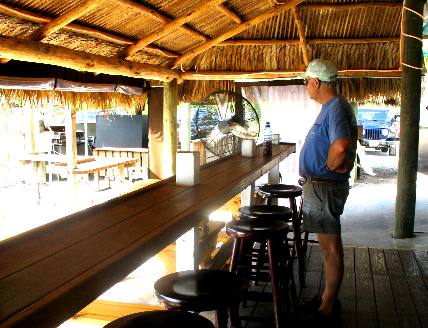 Mike Hendrix checking things out from the shade of Smokehouse Restaurant at Geiger Key Marina