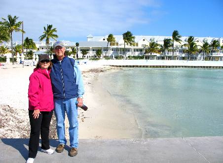 Mike & Joyce Hendrix on Southernmost Beach, Key West in January 2011