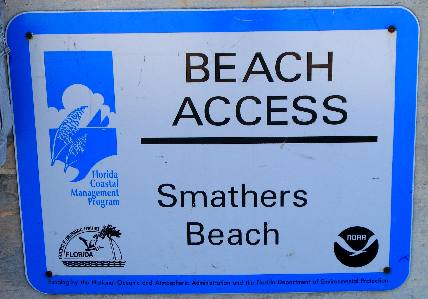 Beach Access sign for Smathers Beach in Key West