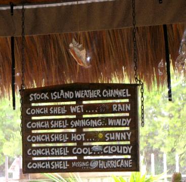 Cute Weather Channel Sign hanging in Hogfish Grill on Stock Island