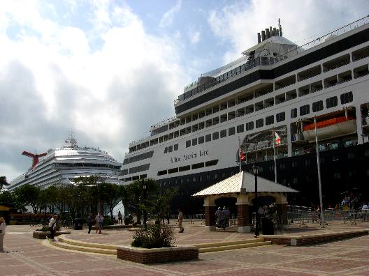 Two cruise ships in Port at Mallory Square