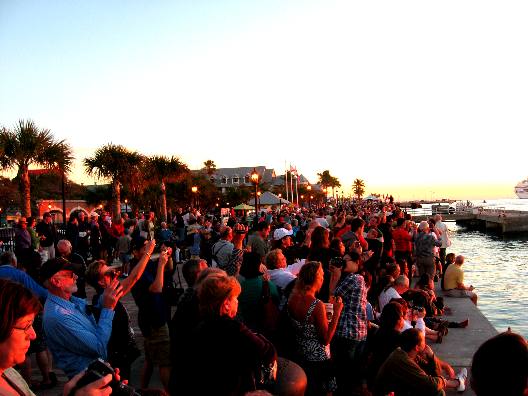 Sunset celebration crowd at Mallory Square in Key West