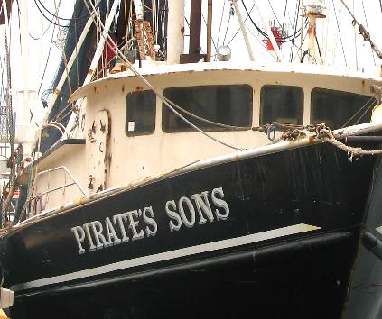 Pirates Sons is a steel hull gulf shrimper we saw at a dock on Stock Island