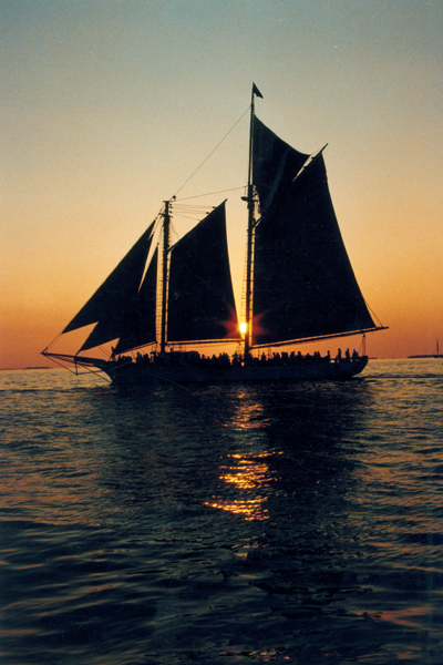 Western Union with a load of passengers on a sunset cruise