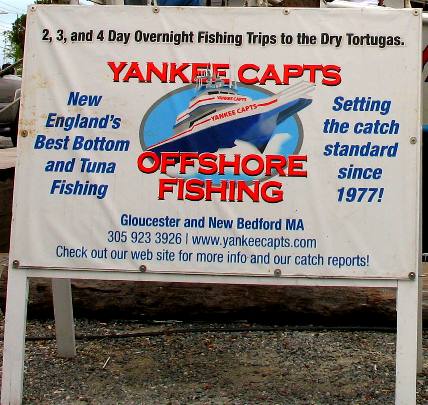 Sign at dock on Stock Island for Yankee Capts