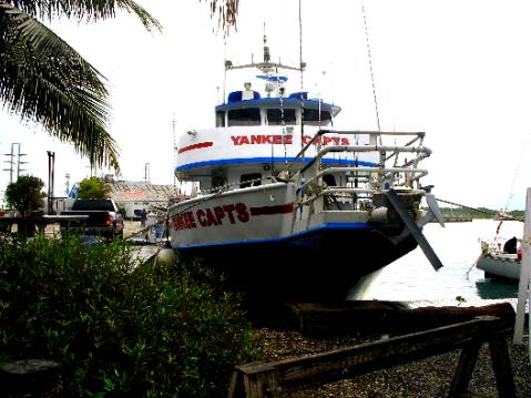 Yankee Capts party fishing boat docked at Hogfish Grill on Stock Island