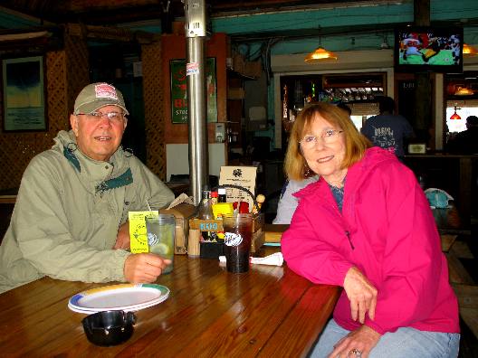 Mike & Joyce Hendrix waiting for our food at Hogfish Grill on Stock Island