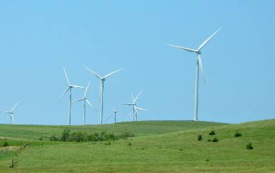 Wind Turbines along I-70 in eastern Kansas