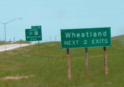 Wheatland is just ahead on I-25