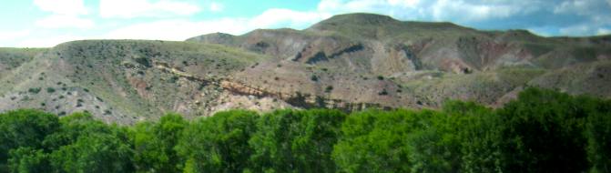 Wind River exposure of millions of years of geology south of Dubois on US-26