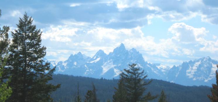 The Grand Tetons as viewed from high in the Wind River Range east of Moran Junction
