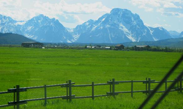 Teton Mountain Range as viewed from the valley east of Moran Junction near the Buffalo Fork of the Snake River