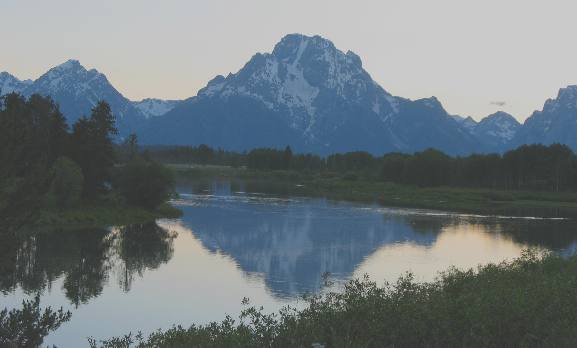 Mt Moran rising on the far side of Oxbow Bend in Grand Teton National Park