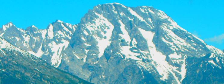 Closeup of Mt Moran in Grand Teton National Park
